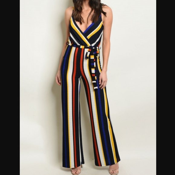 Kristen Multi Color Stripe Sleeveless Jumpsuit 3HP - Picture 6 of 6